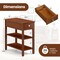 3-Tier Narrow End Table with Drawer and Storage Shelves Set of 2-Brown
